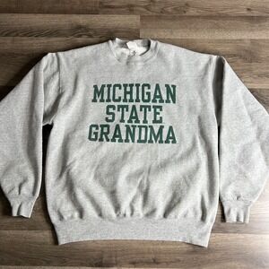 VTG Michigan State Grandma Sweatshirt‎ Mens XL 1990s Spartans Baggy Grey MSU